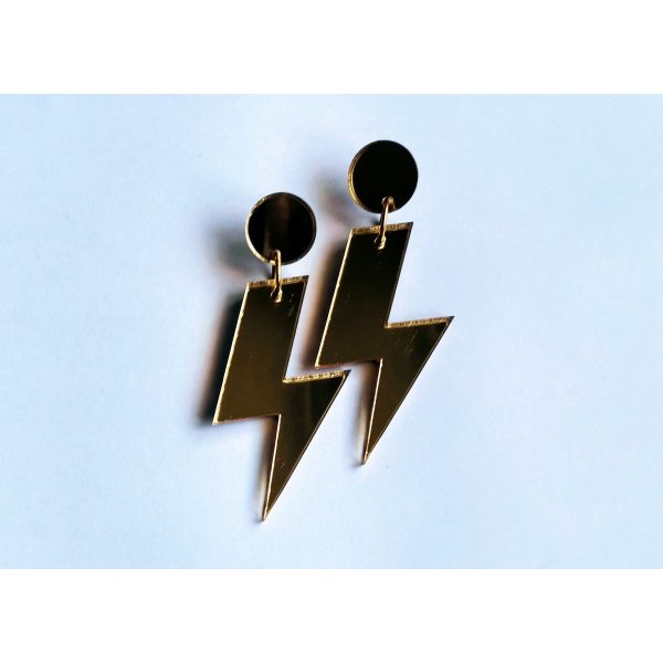 Gold acrylic lightning bolt earrings